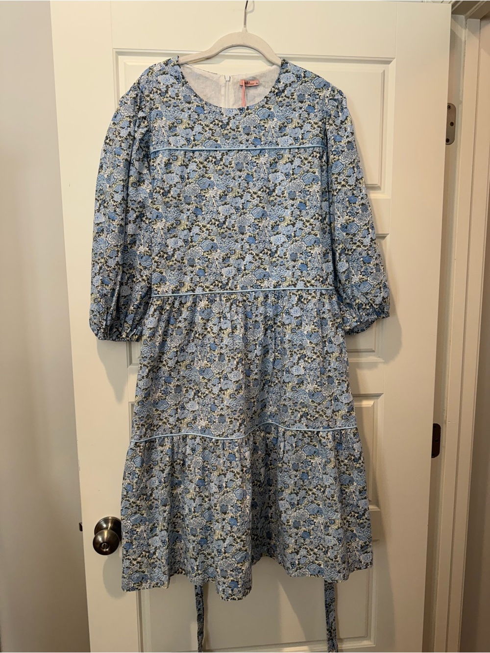 NWOT UDEL NY XL Blue Floral Cotton Cottagecore Midi Dress